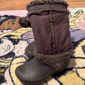 Crocs Brown Fuzzy Winter Boots